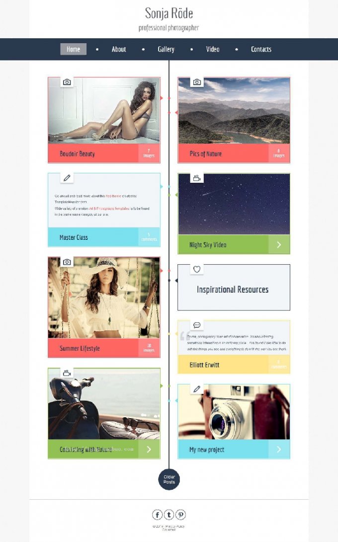 html5模板 css3藍色個性大圖個人相冊模板網站圖片模板